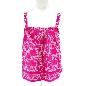 J. Crew Pink Floral Button Front Tank Top 100% Cotton XS